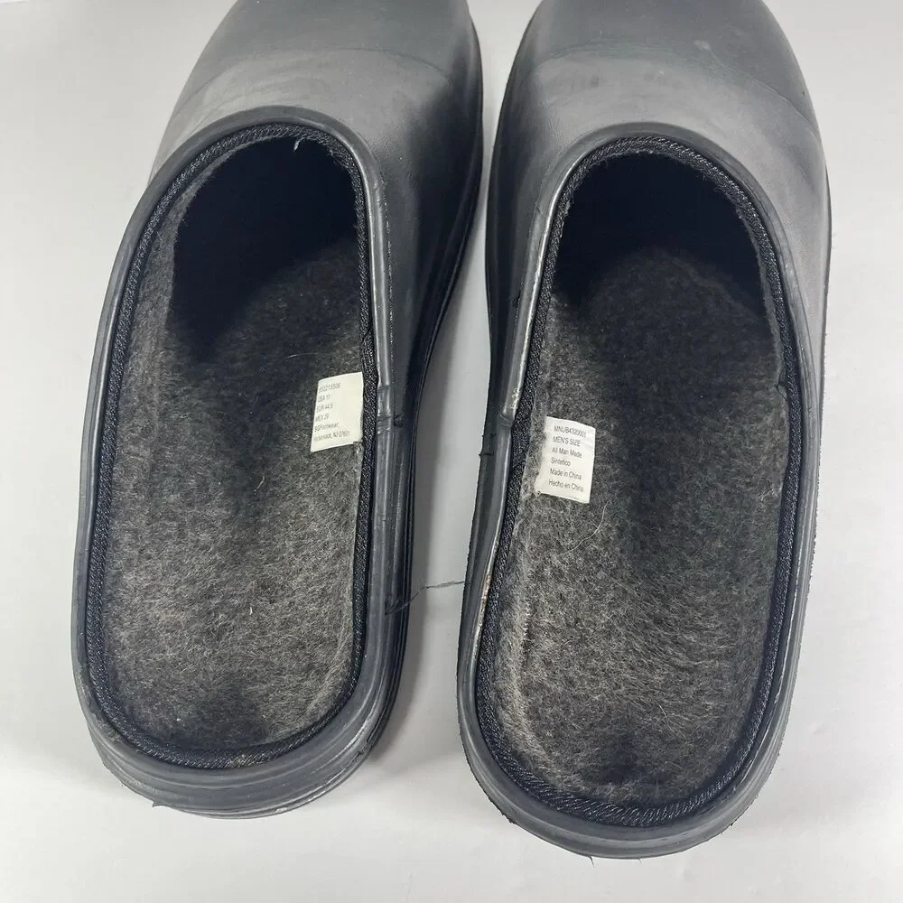 SG Footwear Men's Size 11 Black Clog Slippers Fleece Lined Rubber Sole